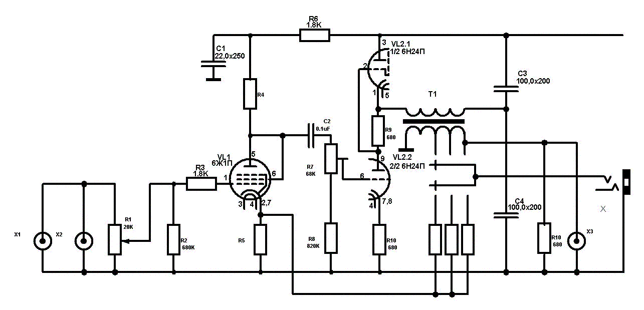 Ламповый усилитель для наушников 6н6п схема